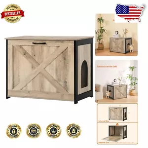 Elegant Hidden Cat Litter Box Cabinet with Reversible Entrance - Greige Finish - Picture 1 of 10