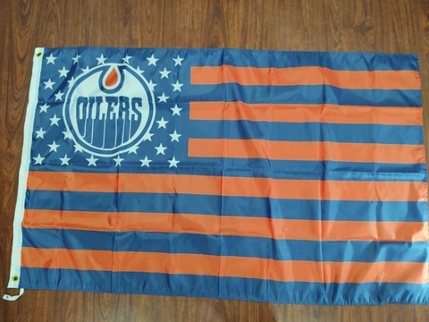 Edmonton Oilers 3x5 American Flag. US seller. Free shipping within the US!!! Cover