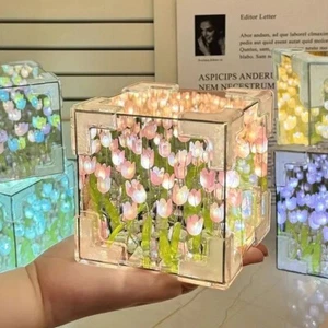 Handmade DIY Tulip Flower Cube Night Light - Picture 1 of 6