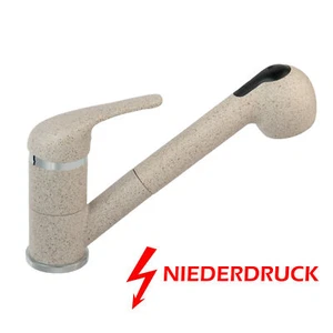 Küchenarmatur Niederdruck Beige Granit Ausziehbar Mischbatterie Küche Drehbar - Bild 1 von 4
