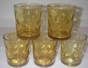 5 Bicchieri Nocciola Atlas Vetro ELDORADO Oro Ambra Old-Fashioned 31/2” 8 oz Punti - Foto 1 di 3