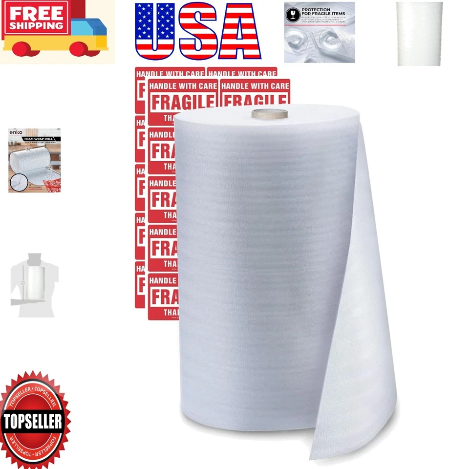 Enko Foam Wrap Roll 1 12" Wide X 600" Length" Cushioning Moving Supplies Protect