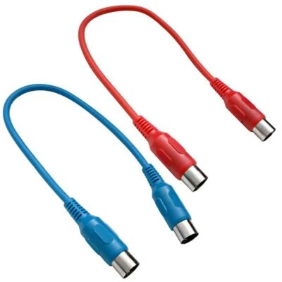 2 Pack of 1 Foot Red and Blue MIDI Cables Pro Audio MIDI Cords - Image 1 of 4