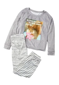New Justice Two Piece Cookie Squirrel PJS Pajamas Gift Set Size 7 NIP NWT - Picture 1 of 3