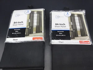 Lot of 2, Mainstays Black Sheer Panels One Panel 59 in. x 84 in, Halloween Decor - Picture 1 of 7