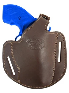 New Barsony Brown Leather Gun Pancake Holster for S&W 2" Snub Nose Revolvers - Picture 1 of 9