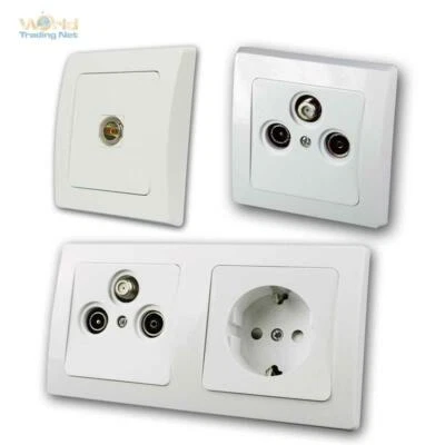 WORLD-TRADING-NET Caja de antena, caja SAT, DELPHI blanco, empotrada UP TV lata caja final HD toma de corriente