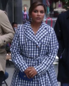 Laundry By Shelli Segal Blue/ Black Checkered Double Breasted Trenchcoat Small - Picture 1 of 10