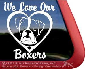 We Love Our Boxers | High Quality Vinyl Boxer Face Window Decal Sticker - Picture 1 of 1