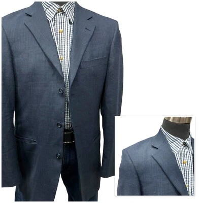 Tag 39L (42L) Andrew Fezza Navy Blue Suit Jacket Sport Coat Blazer Nailshead Sli - Image 1 of 4