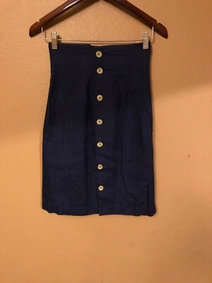 Falda profesional vintage azul marino BENCH 24 lino lápiz oficina Foto 1 de 4