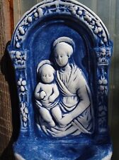Acquasantiera terracotta invetriata Madonna bambino da appendere 23x12 cm circa