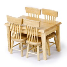 1/12 Wooden Dollhouse Miniature Furniture Mini Dining Room Table & Chair Toy