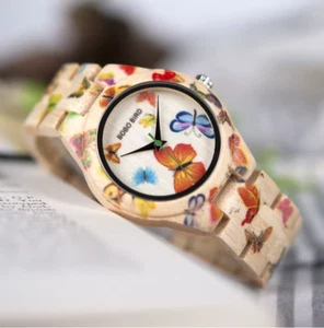 BOBO BIRD Wood Women Watches Luxury Quartz Wristwatch Wooden Ladies Watch - Picture 1 of 7