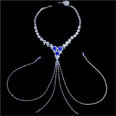 Nicht Piercing Nippelringe Strass Körperkette Kristall Halskette für Frauen Neu - Bild 1 von 4