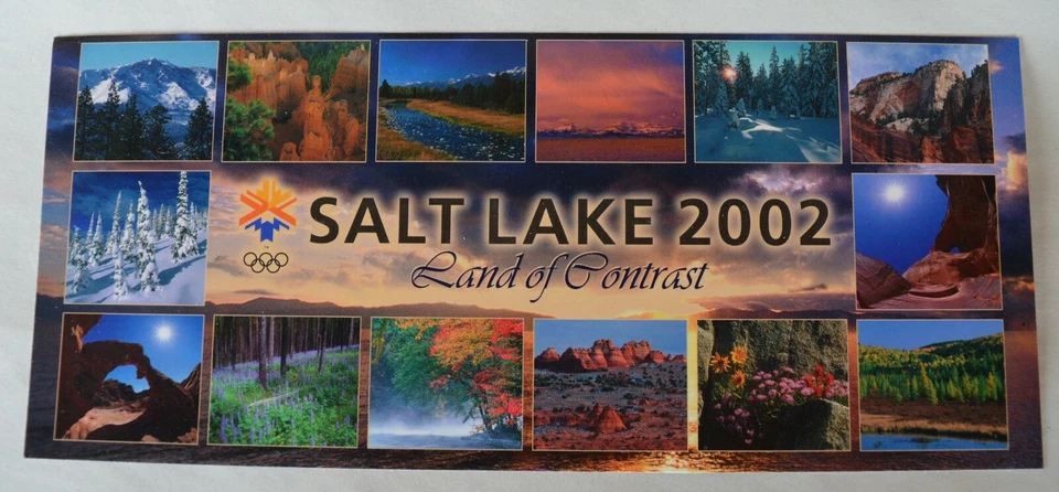 Souvenir 2002 Winter Olympics SALT LAKE UTAH Postcard LAND OF CONTRASTS Unused - Image 1 of 4