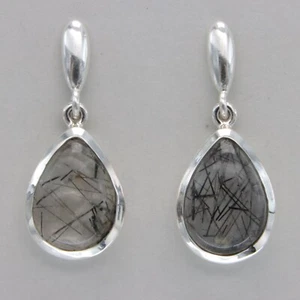 Pendientes Poste Lágrima/Gota CUARZO RUTILADO PLATA ESTERLINA 925 Natural 64Pe - Imagen 1 de 8