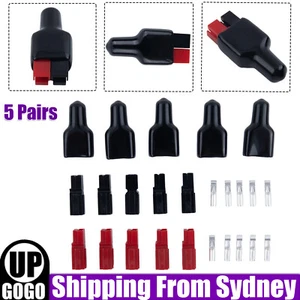 5 Pairs 30AMP Mini-Anderson Style Connector & Rubber Black Covers /Sleeves - New - Picture 1 of 11
