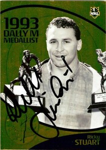 ✺Signed✺ 2009 CANBERRA RAIDERS NRL Card RICKY STUART Daily Telegraph