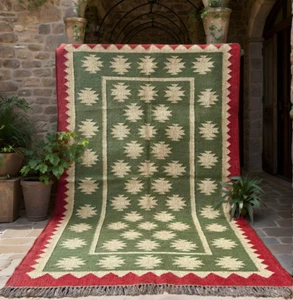 Wool Jute Vintage Kilim Rug moroccan navajo rug tribal southwestern kilim rug - Picture 1 of 2