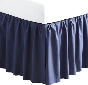 3 Side Open Corner Dust Ruffle Bed Skirt, 700 TC Solid Cotton, Drop 8" 9" 10" - Picture 1 of 44