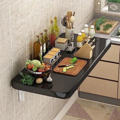 Wall Mounted Drop Leaf Table Corner Desk Computer Study Multi Use Table 60-100cm - Image 1 of 4