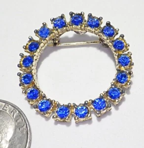 Klassische Vintage Saphir blau Strass Gold Platte Unendlichkeit Kreis Pin 1,25" - Bild 1 von 2