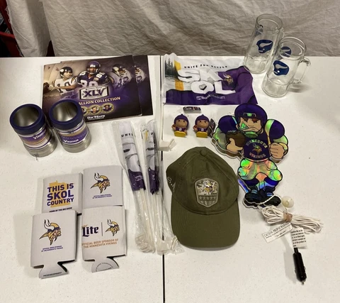 Big Lot NFL Football Minnesota Vikings Tailgate/Flags/Hat/Beer Holder/Tumblers Cover