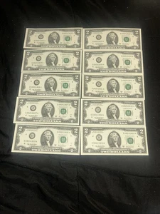 10 Consecutive Uncirculated Series 2003 A $2 Dollar Bills. Bank Of Cleveland !! - Picture 1 of 1