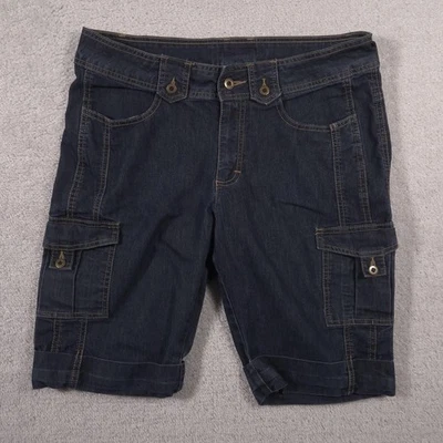 Pantalones Cortos Riders Denim Carga Para Mujer 10 Medianos Lavado Oscuro Elastizados Utilidad Bolsillos Foto 1 de 4