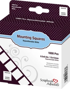 Adesivi per album di ritagli 3L quadrati di montaggio 1000/Pkg - riposizionabili, bianco, 0,5"X,5" - Foto 1 di 1
