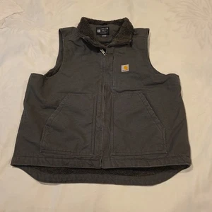 Carhartt Loose Fit OV5277-M Sherpa Foderato Full Zip Gilet Grigio Uomo Large - Foto 1 di 7