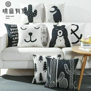 18"*18" Linen Simple Waist Cushion Home Decor Cotton Cover Pillow Cover Case - Picture 1 of 20