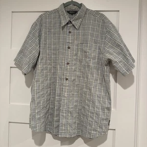Royal Robbins Shirt Mens Large Relaxed Blue Check Gingham Short Sleeve - Picture 1 of 6