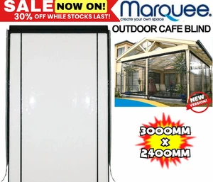 Marquee 3000 x 2400cm Clear Heavy Duty PVC Cafe Style Outdoor Blind Bistro Patio - Picture 1 of 4