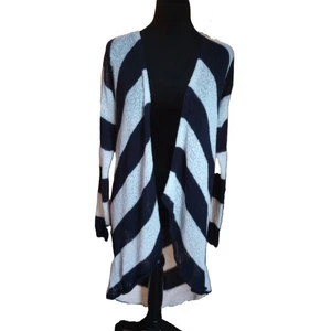 Andrea Jovine Women's Size Large White and Blue Stripped Cardigan - Picture 1 of 7