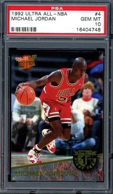 Michael Jordan 1992 Ultra All-NBA #4 PSA 10 Gem Mint - RARE - Image 1 of 2