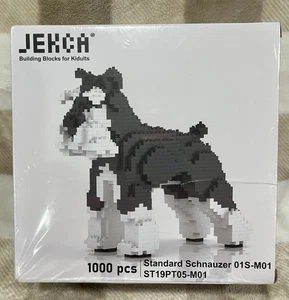 Jekca Animals Schnauzer Dog Grey & White 21cm Building Block Set 1000 Pieces - Picture 1 of 6