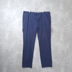 Meyer Chino Trousers Mens 42 X 32 Navy Blue Dark Wash Pockets Straight Leg Pants - Picture 1 of 13
