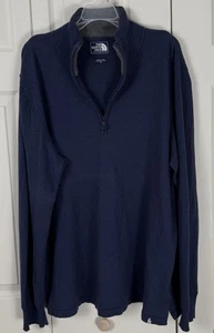 The North Face Sweater Mens XL Blue Wool Blend Mock Neck 1/4 Zip Pullover - Picture 1 of 8
