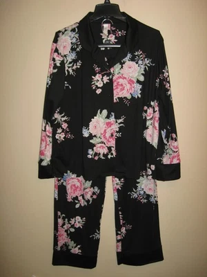 Flora Nikrooz Women's Satin Trim Notch Collar PJ Set ~ Size XL - Image 1 of 4