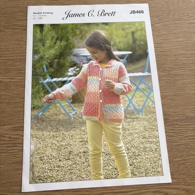 James C. Brett Childs Cardigan Harmony DK Knitting Pattern  JB466 Some Writing - Image 1 of 3