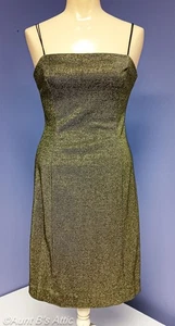 Vintage 90's Gold Metallic Glitter Stretch Body Con Shift Sexy Cocktail Dress Sm - Picture 1 of 5