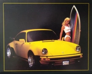 Porsche 911 Turbo Spoiled and Surfer Girl 24x36  Surfing Poster new - Bild 1 von 1
