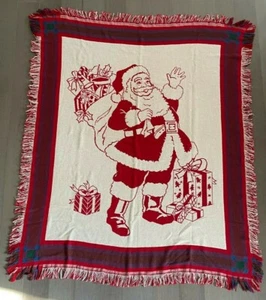 Fieldcrest Santa Claus Christmas Woven Tapestry Throw Blanket 53" x 63" - Picture 1 of 9