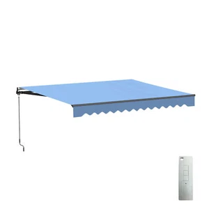 ALEKO motorisierte einziehbare 10 x 8 Fuß Haus Terrasse Markise Überdachung himmelblau - Bild 1 von 13