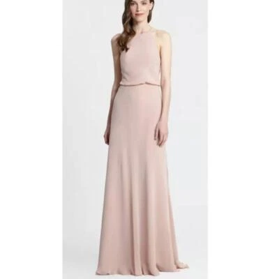 Maxi Vestido Monique Lhuillier Sin Mangas Rosa Gasa Valerie Talla 6 Foto 1 de 4