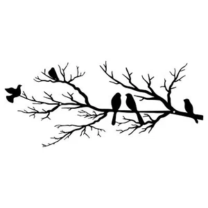 Metal Birds Wall Art, Metal Vivid Birds on Branch Silhouette Wall Decor Black... - Picture 1 of 7