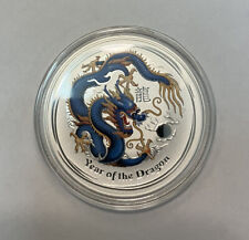 2012 Australia Year of The Dragon Lion ( Colorized ) Blue 1oz Silver Coin
