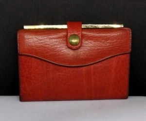 Portefeuille vintage Lady Bosca cuir de veau bi-pliable (couleur orange/rouge) - Photo 1/7